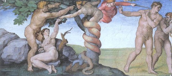 Michal_aniol_buonarotti_kuszenie_i_wygnanie_z_raju_1509_large